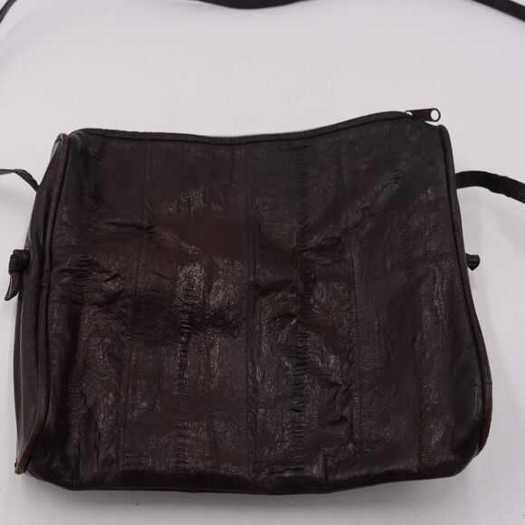 Vintage Brown Eel Skin Leather Purse 70s 80s Soft Shoulder Crossbody Bag - Picture 4 of 16